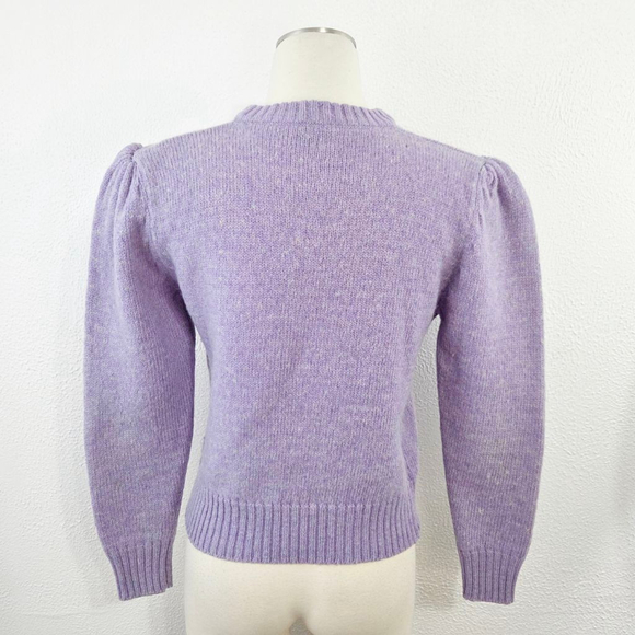 Vintage pastel purple pink kitty cat sweater puff sleeves fairy kei kawaii FLAW - Picture 2 of 9